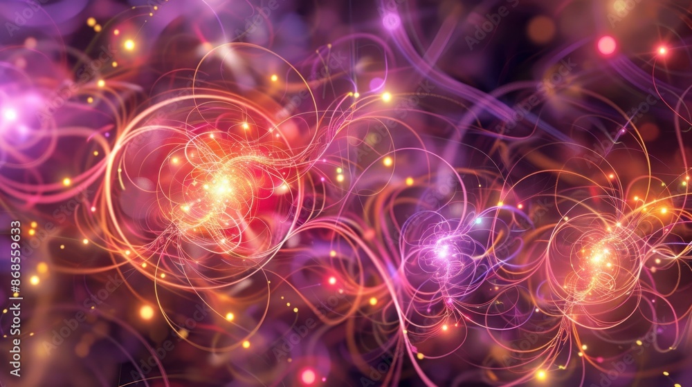 Fototapeta premium Abstract Art with Swirling Lines and Glowing Lights