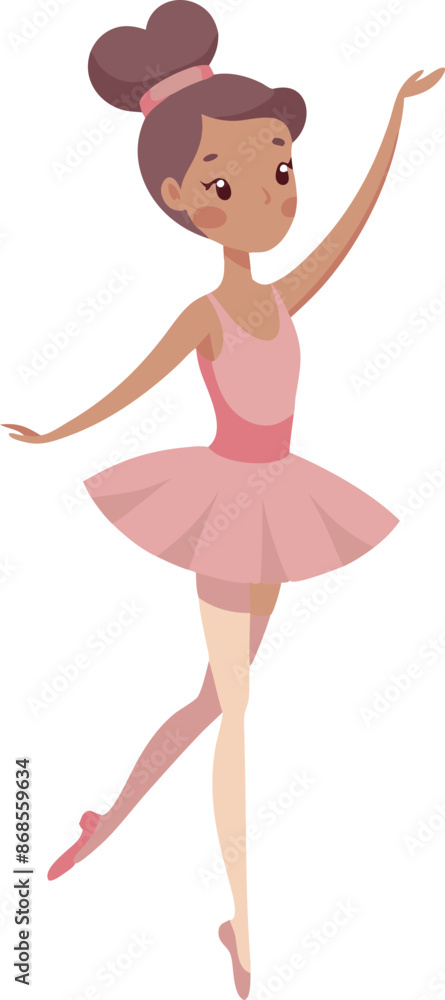 Illustration of a graceful ballerina in pink tutu performing ballet dance move Illustration of a graceful ballerina in pink tutu performing ballet dance move