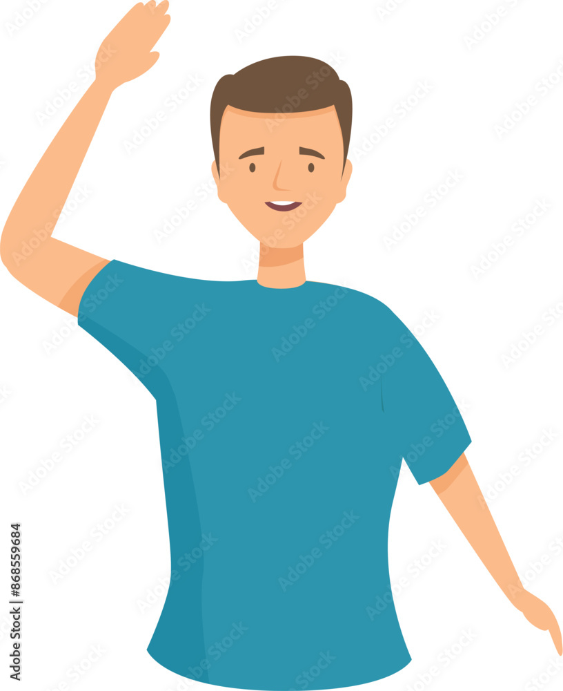 Young man waving hand greeting saying hello illustration Young man waving hand greeting saying hello illustration