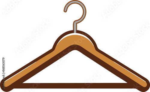 Wooden clothes hanger illustration isolated on white background