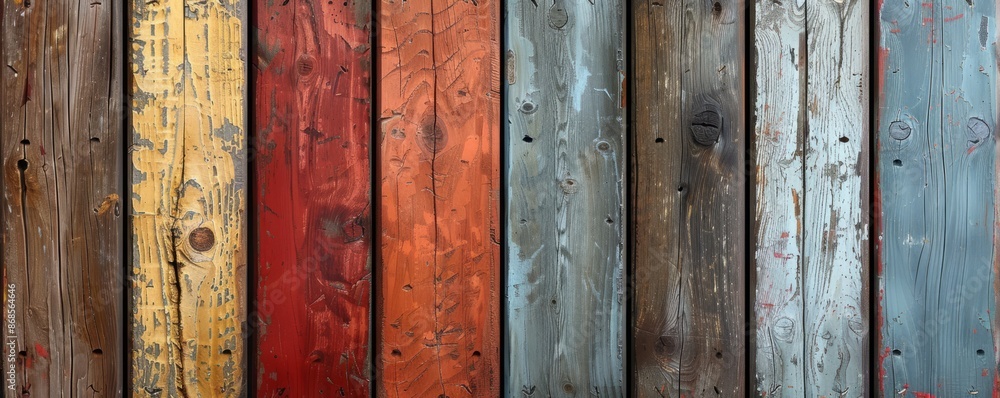 Painted wooden boards with worn texture Painted wooden boards with worn texture