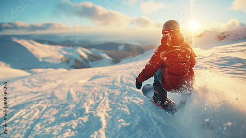 Snowboarding on alpine slopes