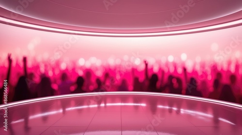 pnik background with lines A crowd at a concert with the lights on pink photo