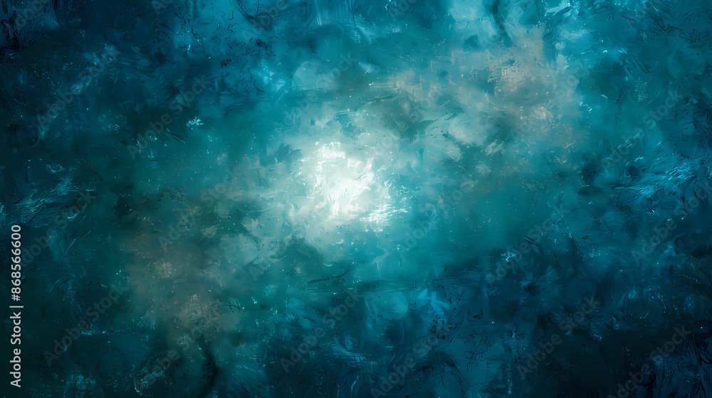 Obraz premium Abstract turquoise and white textured background with painterly brushstrokes and vibrant hues.