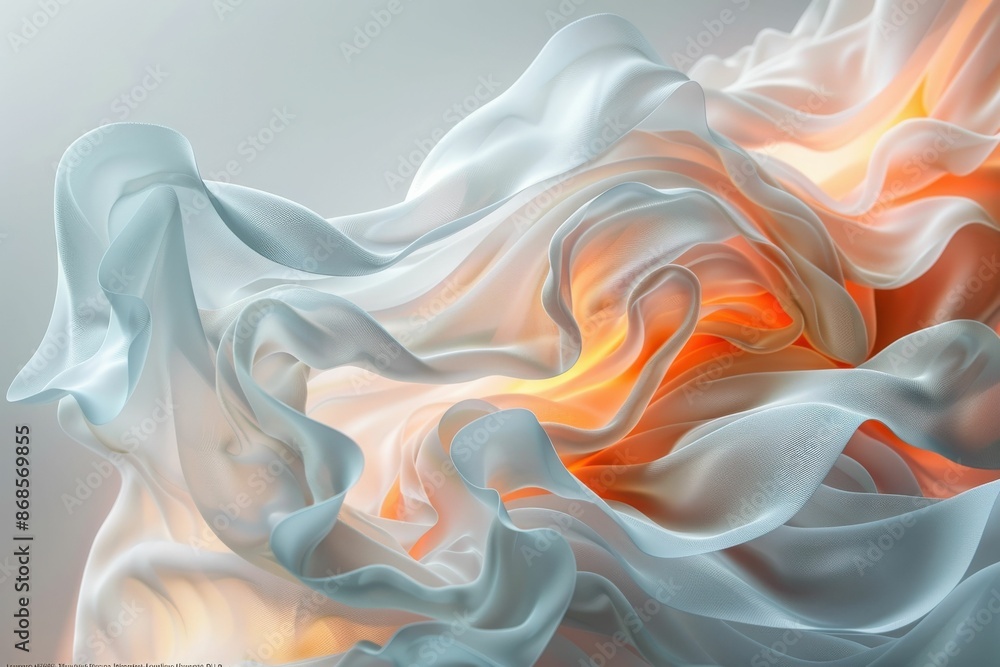 Obraz premium Abstract Flowing Fabric with Soft Orange and White Hues in a Modern Artistic Design