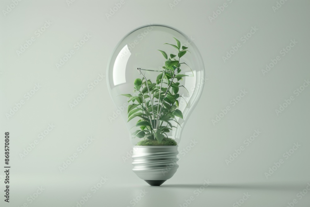 A light bulb surrounded by an indoor plant A light bulb surrounded by an indoor plant