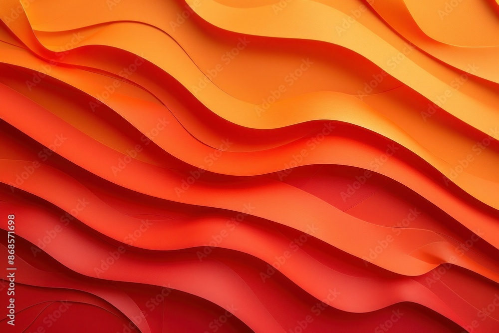 Abstract paper cut out shapes in red, orange, and yellow waves for creative travel and business design Abstract paper cut out shapes in red, orange, and yellow waves for creative travel and business design