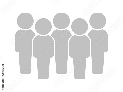 立っている5人の人物のアイコン･ピクトグラム - シンプルなグループ･5人組のイメージ素材