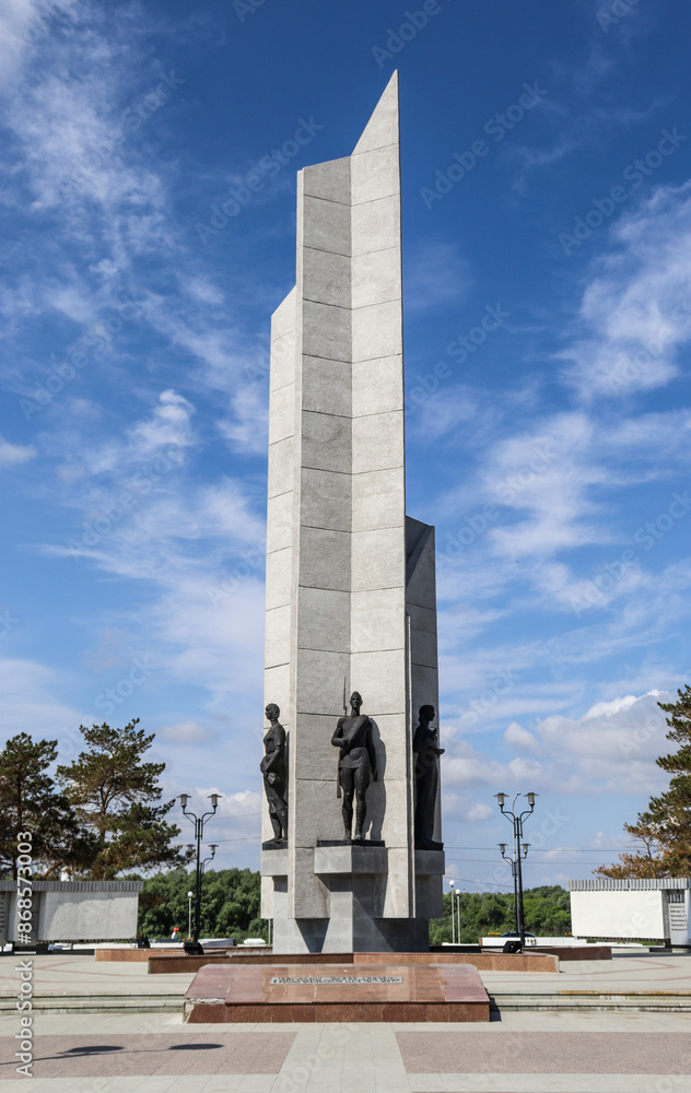 Obraz premium Omsk, Omsk Region, Russian Federation - June 6, 2024. Memorial of Glory to Heroes on Victory Boulevard