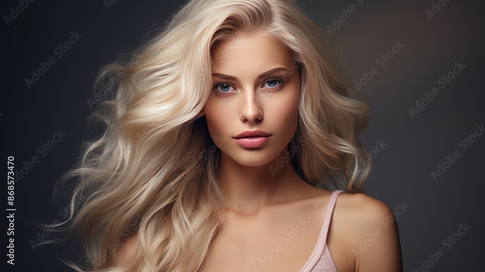 Fototapeta premium Portrait woman model with glamorous hairstyle makeup