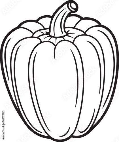 Yellow Bell Pepper Vector for Coloring Pages for Kids