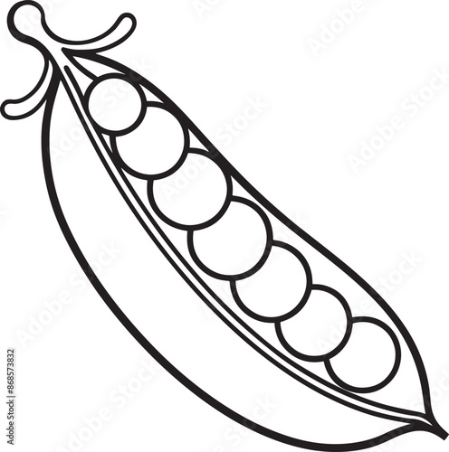 Peas Vegetable Vector for Coloring Pages for Kids