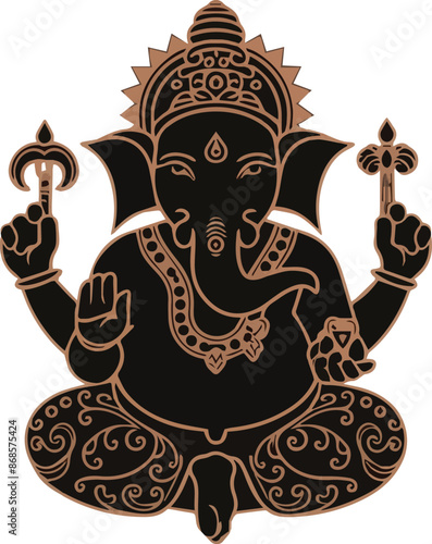 Vector Illustration of Hindu Silhouette God Ganesha 