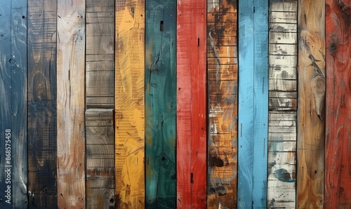 Painted wooden boards with vintage look