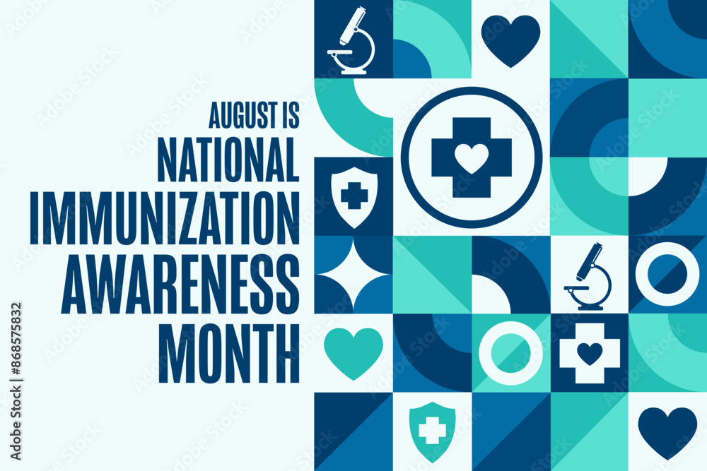 August is National Immunization Awareness Month. Holiday concept. Template for background, banner, card, poster with text inscription. Vector EPS10 illustration.