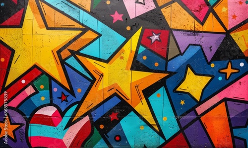 Bold pop art stars in vibrant outlines