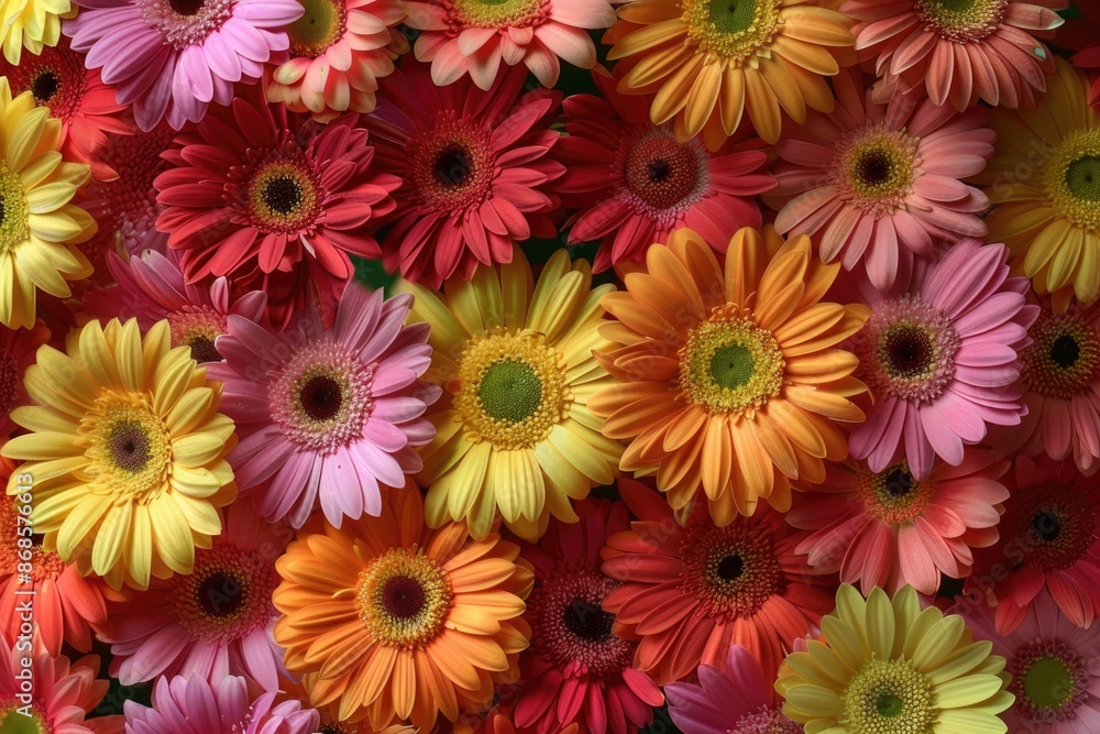 A close-up shot of a vibrant flower arrangement, perfect for decorating or as a symbol of celebration A close-up shot of a vibrant flower arrangement, perfect for decorating or as a symbol of celebration