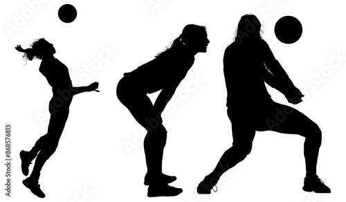 siluetas, voleibol, dibujo, vector, pegatina, juegos, personas, ilustracion, deporte, mujer
