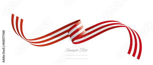 USA red white ribbon vector illustration. American ribbon on abstract isolated on white color background