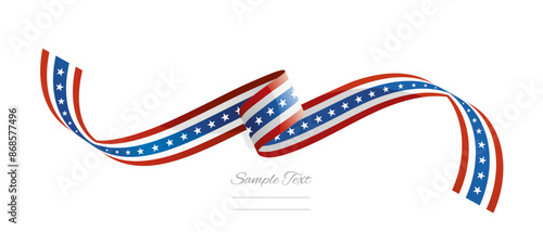 USA flag ribbon vector illustration. American flag ribbon on abstract isolated on white color background