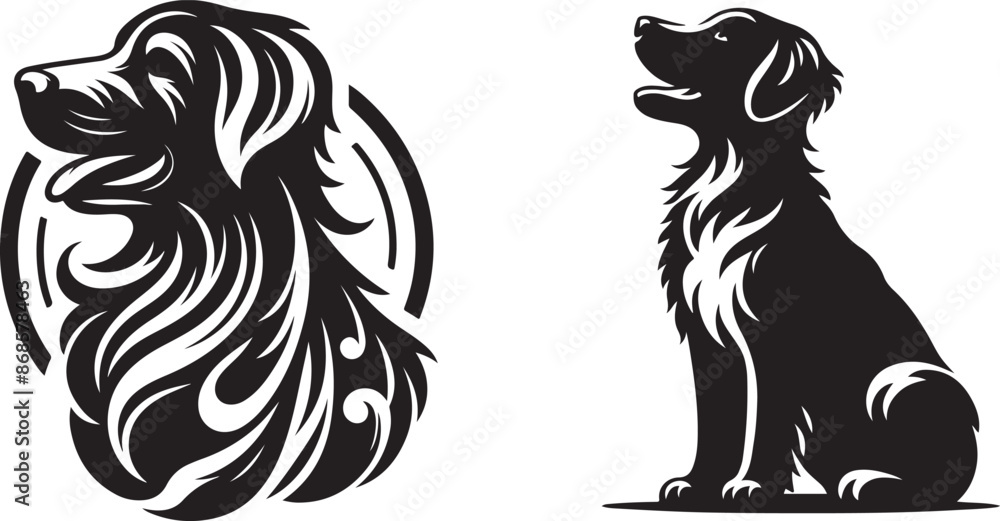 Naklejka premium Dog silhouette vector art illustration