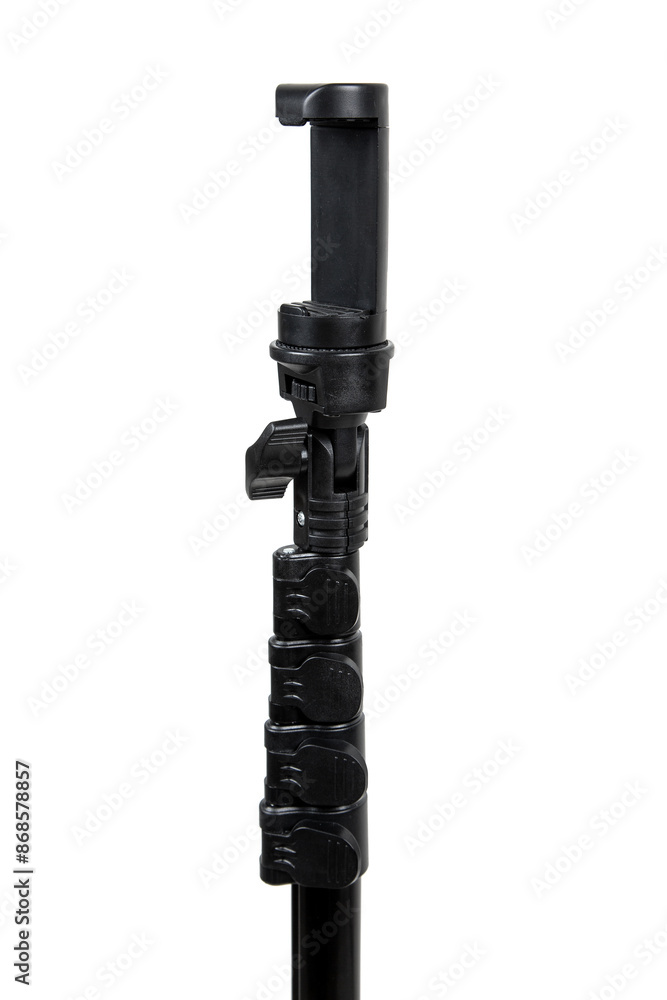 Black mini tripod for compact camera isolated on white back Black mini tripod for compact camera isolated on white back