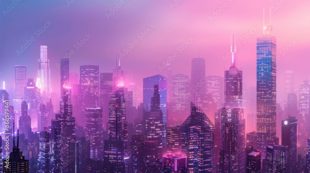 Neon Cityscape at Dusk Neon Cityscape at Dusk