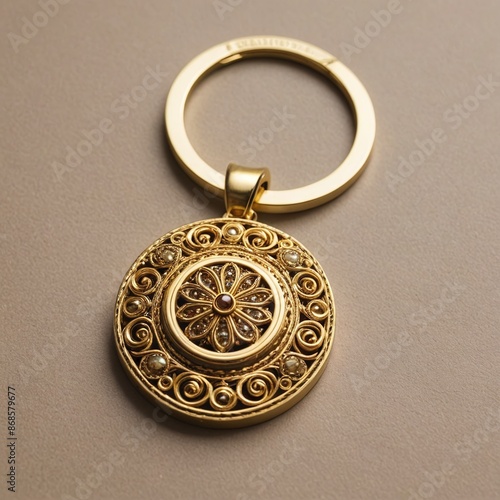 Golden Elegance Luxurious Keychain Adorned with Intricate Details