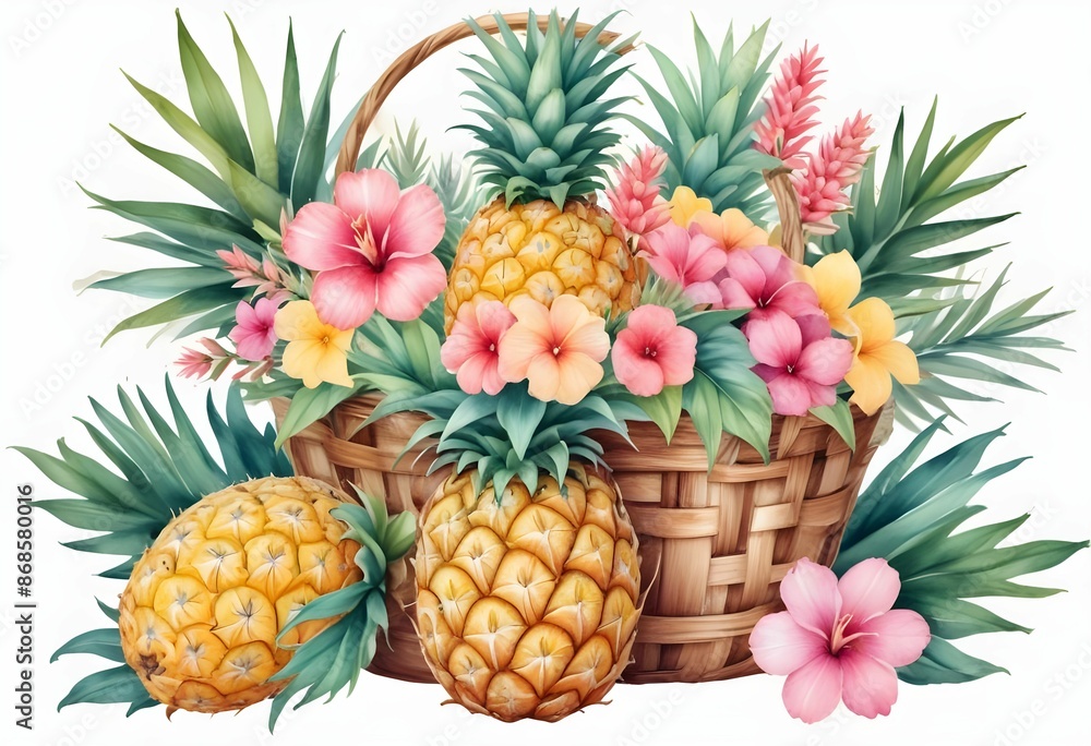 Fototapeta premium Watercolor fruit basket