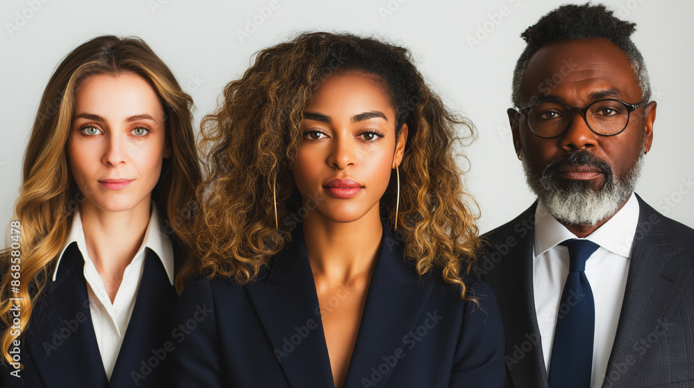 Business team of four, diverse group, formal attire, isolated on white background, teamwork and collaboration, high-resolution, professional group portrait, corporate setting Business team of four, diverse group, formal attire, isolated on white background, teamwork and collaboration, high-resolution, professional group portrait, corporate setting