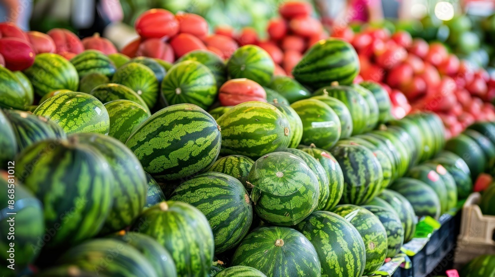 watermelons are neatly arranged in the market watermelons are neatly arranged in the market