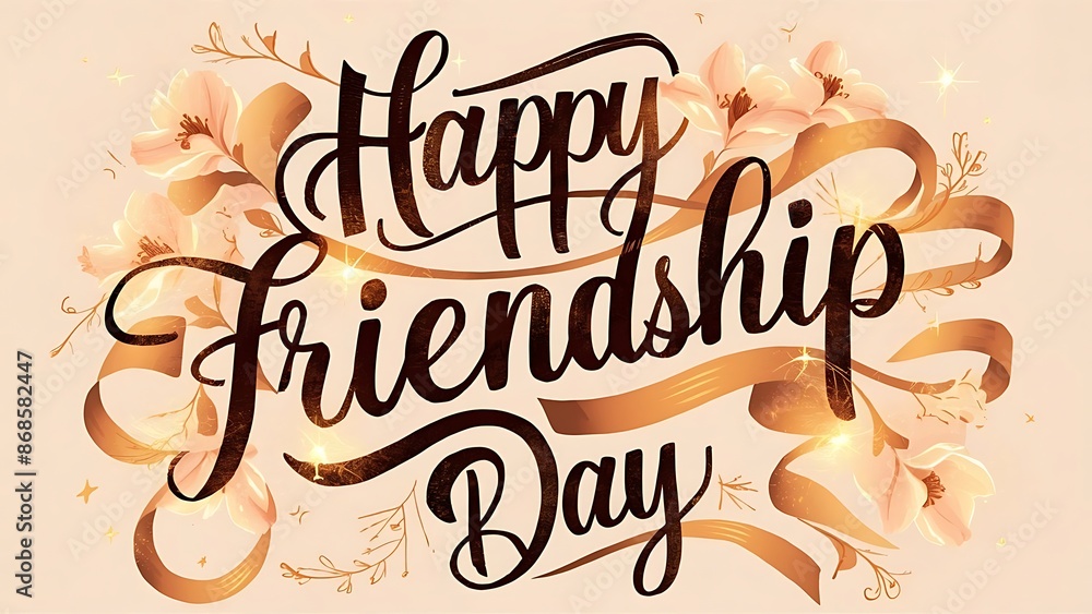 Happy Friendship Day Typography Design with Festive Decorations Happy Friendship Day Typography Design with Festive Decorations