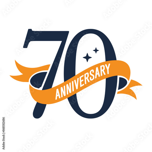 70 years anniversary vector icon, logo. Isolated graphic design with elegant lettering number for 70th anniversary birthday card or symbol