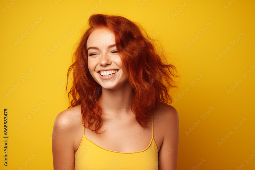 Young pretty Redhead girl over colorful background Young pretty Redhead girl over colorful background