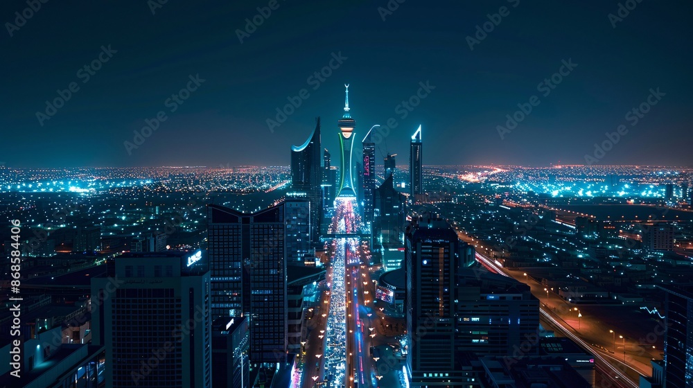 custom made wallpaper toronto digitalNight Cityscape Illuminated Urban Skyline and Sprawling City Lights
