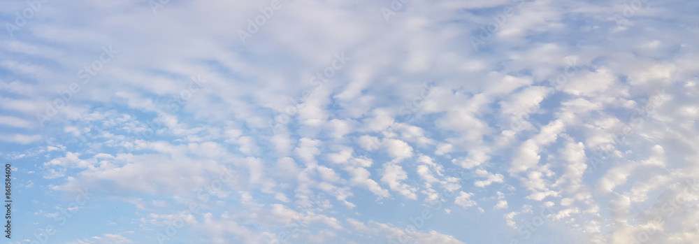 Panoramic blue sky with perfect white clouds Panoramic blue sky with perfect white clouds