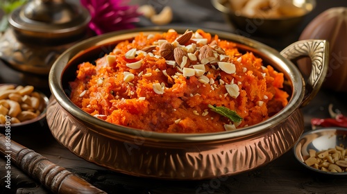 A dynamic image of freshly made gajar ka halwa