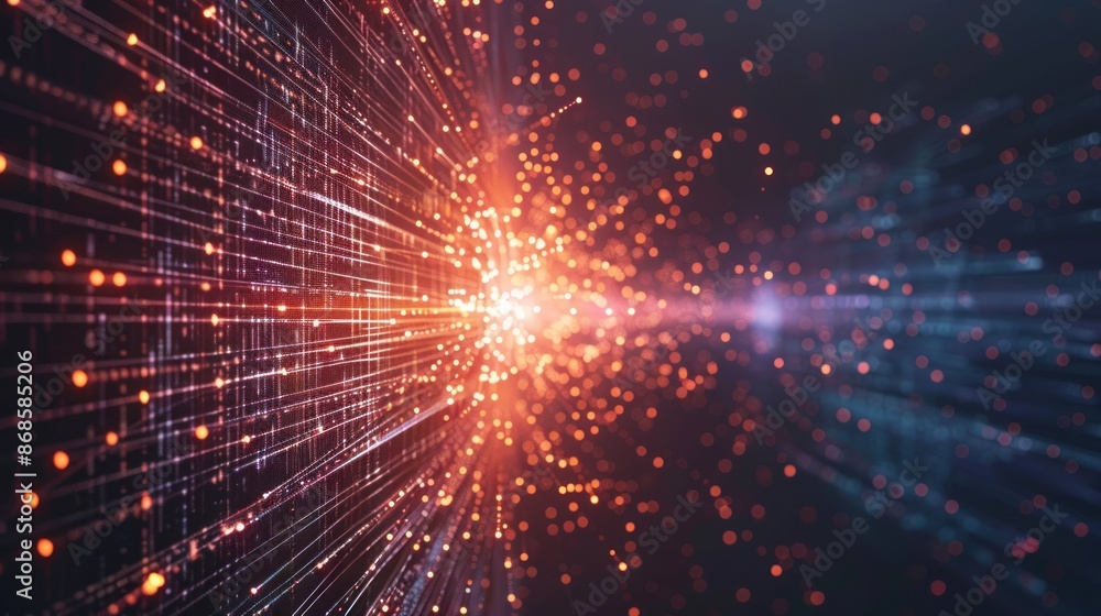 Abstract Digital Network with Glowing Lines and Particles Abstract Digital Network with Glowing Lines and Particles