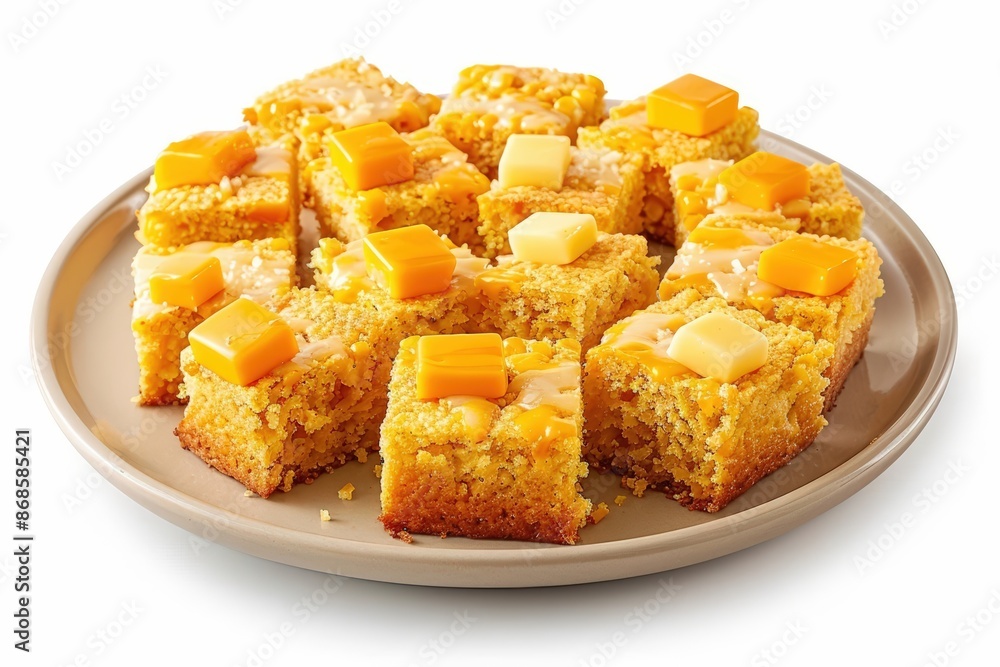 Sharp Cheddar and Parmesan Adorned Cheese Cornbread Slice Sharp Cheddar and Parmesan Adorned Cheese Cornbread Slice