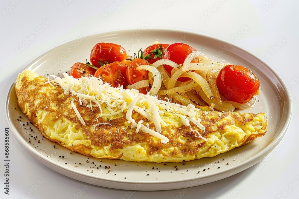 Tempting Cheese Omelet with Roasted Onions and Tomatoes Tempting Cheese Omelet with Roasted Onions and Tomatoes