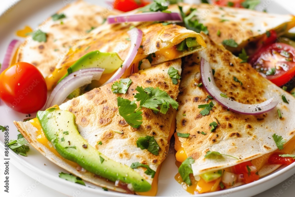 Tempting Cheese Quesadillas with Fresh Cilantro Garnish Tempting Cheese Quesadillas with Fresh Cilantro Garnish