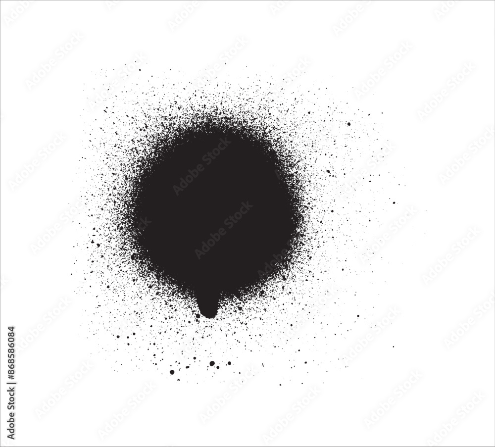 Black spray paint circle with dripping effect on white background Black spray paint circle with dripping effect on white background