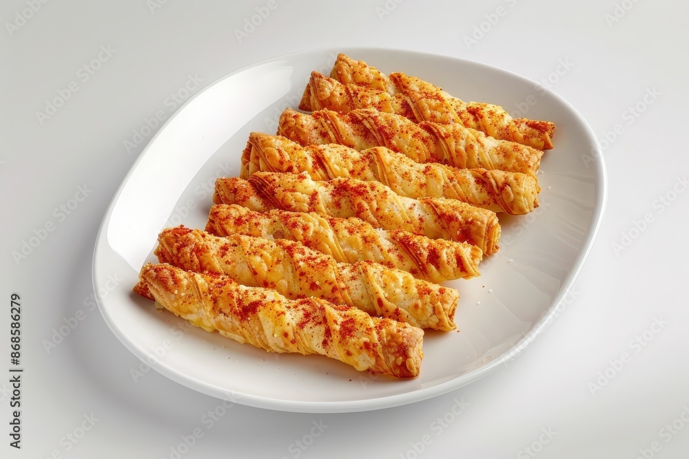 Cheese Straws Adorned with Fresh Thyme Leaves and Melted Parmesan Cheese Straws Adorned with Fresh Thyme Leaves and Melted Parmesan