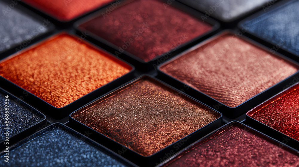 Close-up of makeup palette, shimmering highlights and bold colors, artistic arrangement, beauty and fashion, Macro Photography, High Detail Close-up of makeup palette, shimmering highlights and bold colors, artistic arrangement, beauty and fashion, Macro Photography, High Detail