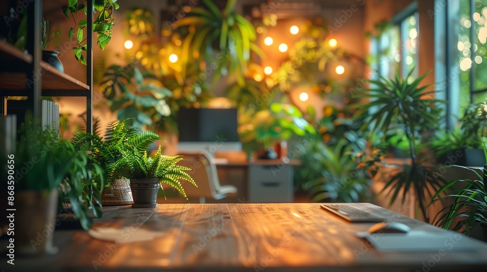 Office Plant Therapy, A workspace adorned with plants, promoting a calming and productive environment Office Plant Therapy, A workspace adorned with plants, promoting a calming and productive environment