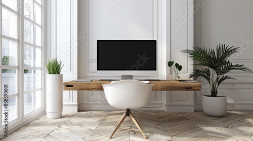 Minimalist Workspace, A clean and minimalist workspace, free of clutter, designed for maximum productivity photo