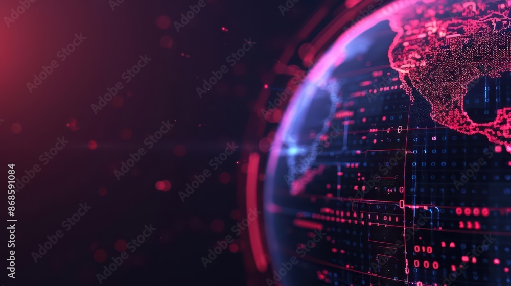 Futuristic banner showcasing a digital globe with glowing elements and sleek design with copy space Futuristic banner showcasing a digital globe with glowing elements and sleek design with copy space