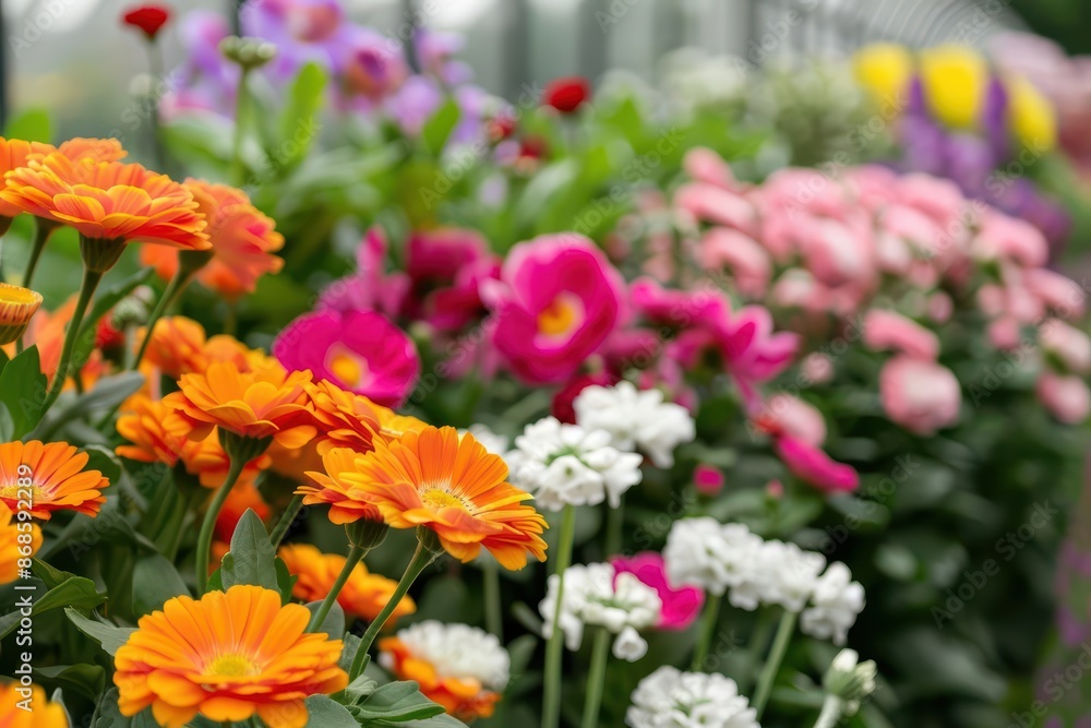 Hightech flower garden with sleek, modern aesthetics with copy space Hightech flower garden with sleek, modern aesthetics with copy space