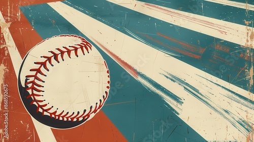 Vintage Baseball Poster Design with Red, White and Blue Stripes