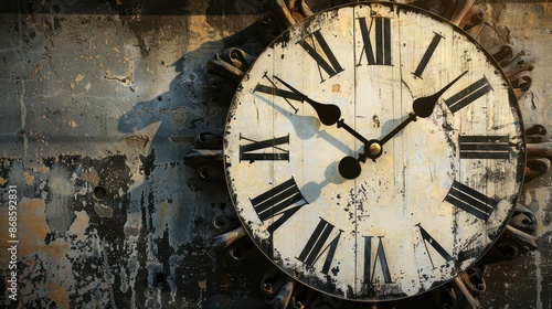 Wallpaper Mural Vintage Roman Numeral Clock Face on Distressed Wall Torontodigital.ca